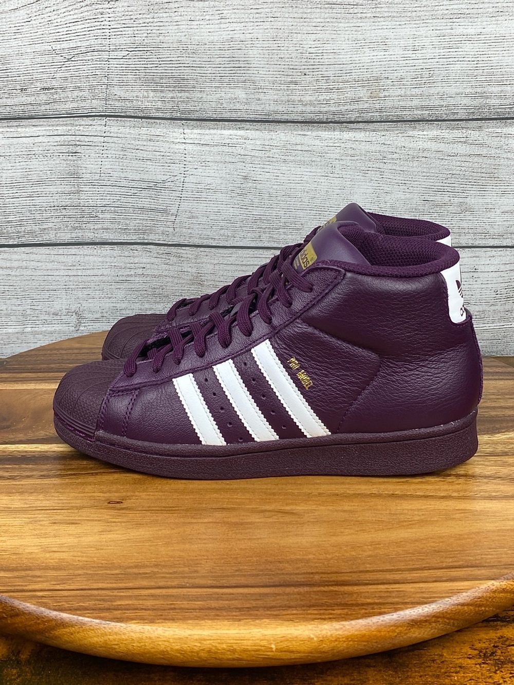 Adidas Pro Model Mid Purple White Retro Style Sneaker Youth Size 5 / Women’s 6.5
